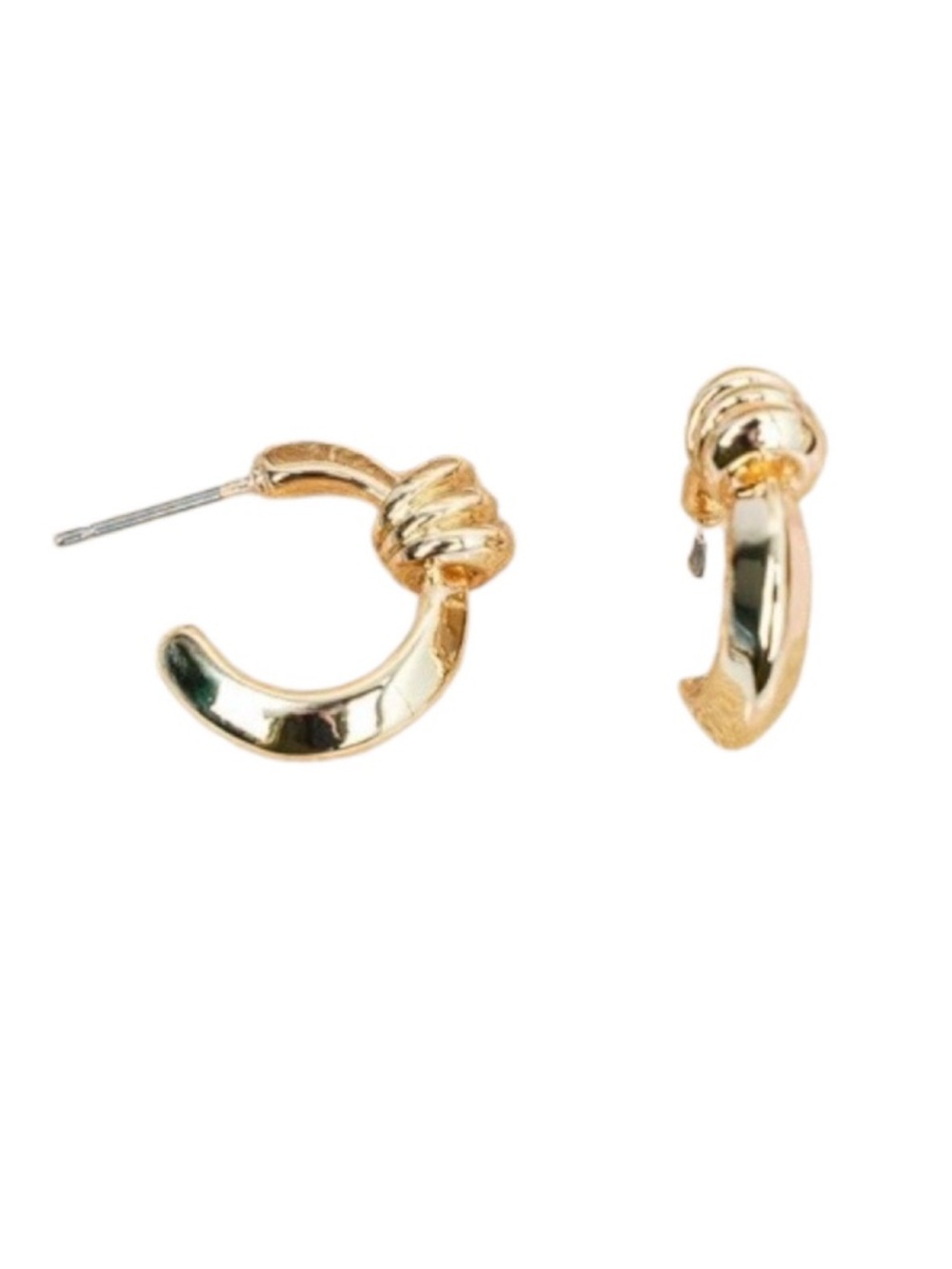 Elio Milan Muse Gold Tone Hoop Stud Earrings (NWT)